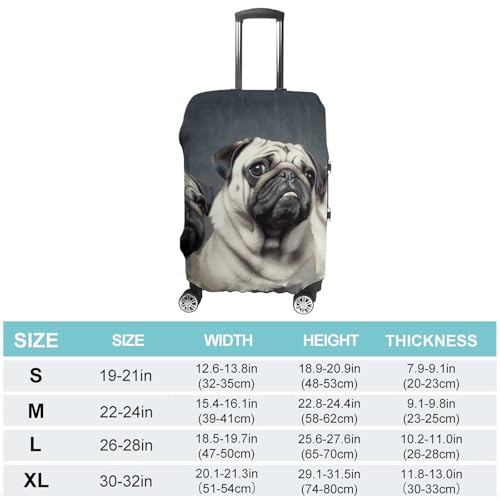 Funny Pug Dog Printed Luggage Cover Protector, Fits 18-32 Inch Luggage2