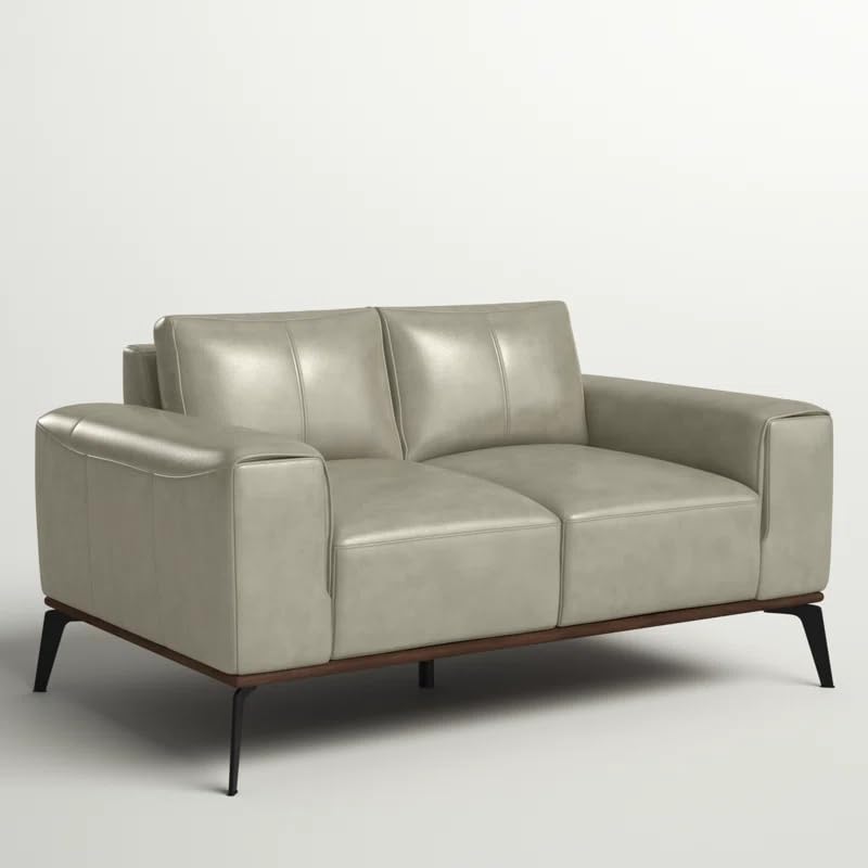 Image of LEGACY OF COMFORT Conley 58'' Leather Loveseat 2 Seater Sofa Two Seater Lounger for Living Room Offices Hotels (Ash Green, Two Seater)