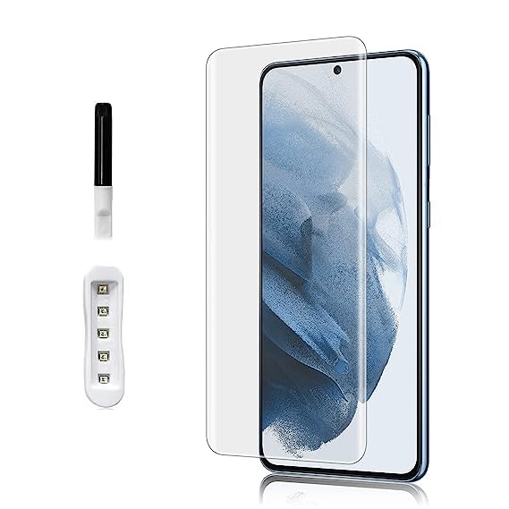 Image of Premium Tempered Glass Design for Samsung Galaxy Note S21 Ultra Advanced Border Less Full Edge to Edge 3D Curved UV Installation Kit (Pack of 1) asy Installation Kit
