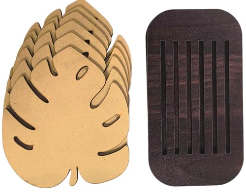 Image of DIY Wooden Coaster Set of 6 with Stand - Multiple Design to Choose | Paintable MDF Coasters for Art & Craft, Home Decor, and Gifting (DIY Cost 001)