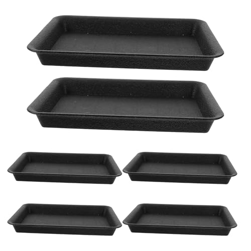 SEWACC Lot de 6 Plateaux à Plantes Rectangulaires Noirs pour Pots de Fleurs D'intérieur et Extérieur, Bac Récupérateur d'eau Anti-Fuite, Plastique Robuste, pour Jardinières et Rempotage