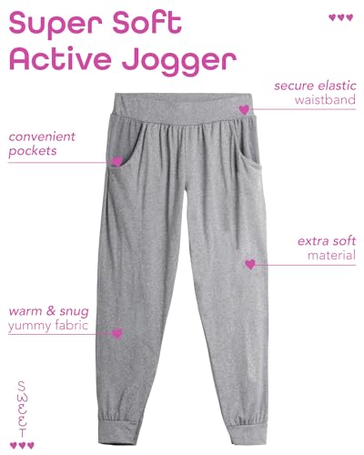Sweet Hearts Girls Sweatpants - 3 Pack Girls' Activewear High Waisted Jogger Pants with Pockets: Made in USA (Sizes: 5-18)2
