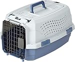 Amazon Basics 2-Door Transporteur de transport de chats à bord durs, 48.26 cm, gris & bleu