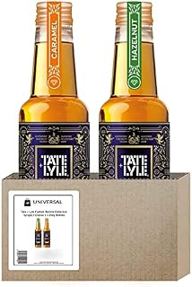 TATE & LYLE Barista Collection Coffee Syrups - Choose from 3 Varieties of Flavoured Concentrate for Drinks - Hazelnut, Vanilla, Caramel, Get 2 x 250ml Bottles
