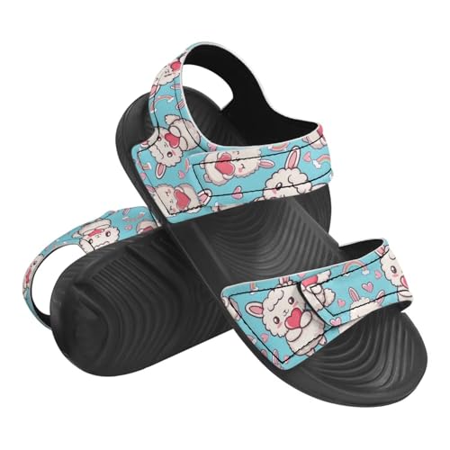 Toddler Girls' Double Hook and Loop Sandals with Print, Anti-Slip, Comfort, Stable for Learning Walking, Beach3