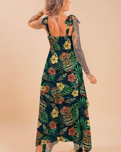 Image of Womens Summer Dresses Sleeveless Casual Sundress with Tie Straps Women's Maxi Beach Dress Vacation Outfits for Woman