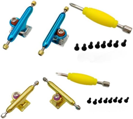 Miniatura 5 de LEEFAI 2 juegos de camiones de diapasón profesionales de 1.339 in de ancho G2 de plata y oro, placa base cuadrada chapada en oro y azul, suspensión