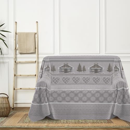 Housse de canapé motif chalet beige pour salon chaleureux et cocooning 180x290 - 3