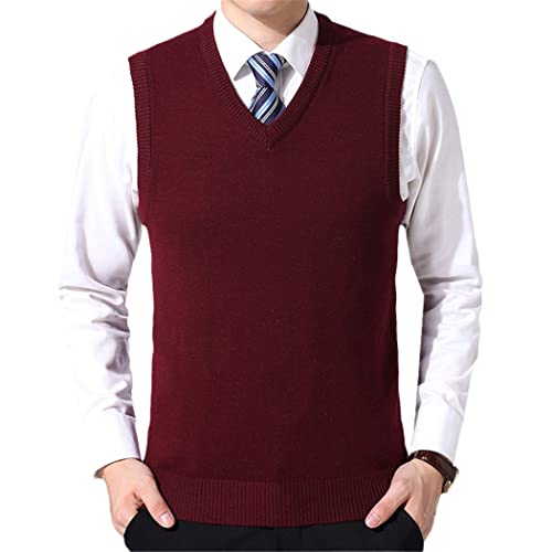Pull sans manches homme en tricot bordeaux pour look décontracté
