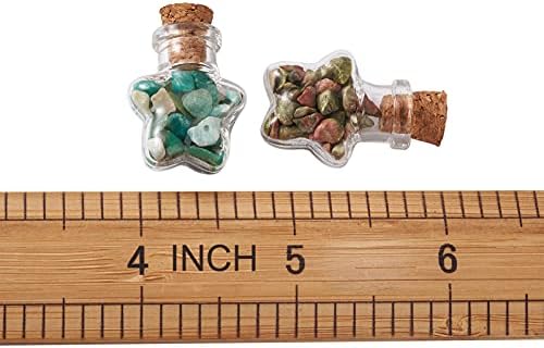 Cheriswelry 20pcs Mini Star Glass Gemstone Wishing Bottles Chip Stone Set for DIY Jewellery Making Home Decoration