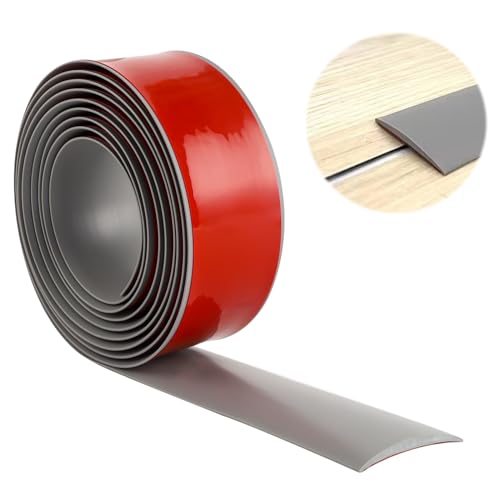 Bubuny Profil de Transition Autoadhésif 3m*5cm, Profilé de Transition Sol PVC, Gris Bande De Transition De Seuil, Bande de Recouvrement de Sol Pour Couvrir Les Espaces Entre Les stratifiés