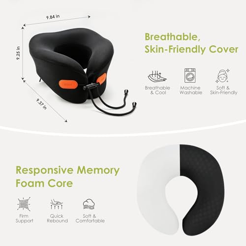 Image of Premium Travel Pillow for Airplanes, Ergonomic Neck Pillow for Long Flights | 100% Pure Memory Foam Travel Neck Pillow with 360 Neck & Chin Support, U-Shaped Airplane Pillow, Petal-Shaped Support