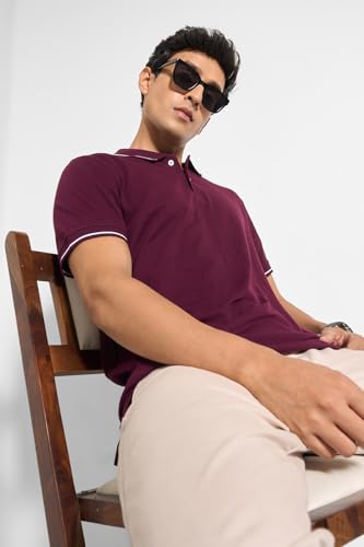 Image of Peregrine by Pantaloons Men's Solid Slim Fit Polo Shirt