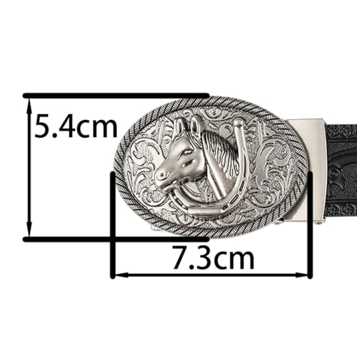 Automatic Buckle Cowhide Leather Belt for Men, Casual Business Dress Belts Waist Width 3.5Cm, Embossing Western Cowboy Belts,Reddish brown a,110CM/43.3''3