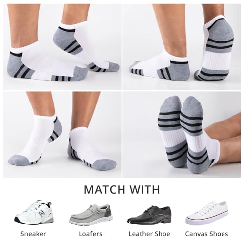 COOVAN Mens 12 Pack Athletic Ankle Socks, Mens Cushioned Comfortable Low Cut Sock 12 Pairs4