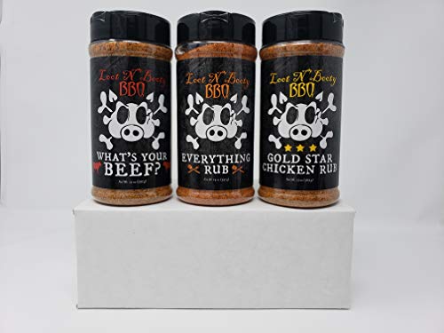 Loot N' Booty BBQ Rub Gift Box - What's Your Beef - Everything Rub - Gold Star Chicken Rub