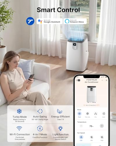 Image of 14,000 BTU Portable Air Conditioner, 4-in-1 Smart AC with WiFi