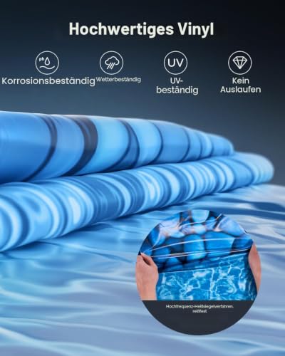 VEVOR Runde Poolfolie, φ 549x147 cm, Innenfolie, Ersatzfolie, Innenhülle, Schwimmbadfolie, Folie aus Vinyl im Überlappungsstil mit Standardstärke, für Aufstellpools mit 137 cm Wandhöhe