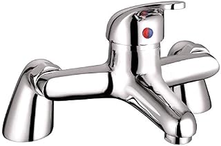 VeeBath Egham Round Mono Basin Mixer Tap Brass with Spring Plug Push Button Waste 1/2" BSP Fitting and Flexi Pipes - Chrome
