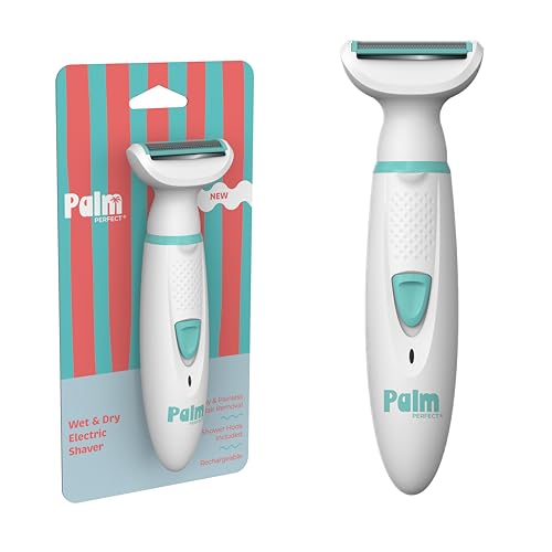 PalmPerfect Rechargeable Shaver for Women Waterproof Electric Razor with Built-in LED Light Includes Space-Saving Shower Wall Mount and USB Charging Cable Safe for All Body Parts