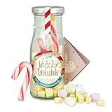 DIY weiße Trinkschoki – heiße weiße Schokolade zum selber-machen in hochwertiger Milchflasche, schöne Geschenk-Idee für Weihnachten