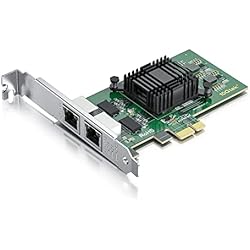 10Gtek® Tarjeta de Red Gigabit PCIE E1G42ET - Intel 82576 Chip, Dual RJ45 Puertos, 1Gbit PCI Express Ethernet LAN Card, 10/100/1000Mbps Nic para Windows Server, Win8, 10, XP, Linux