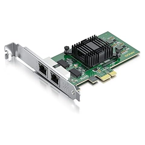 10Gtek® Dual Port netzwerkkarte NIC E1G42ET - Intel 82576 Chip, 2X RJ45 Ports, 10/100/1000Mbps PCI Express Ethernet LAN Card Cover