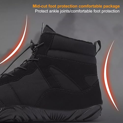 Winter Barefoot Shoes Women and Men, Warm Fur Waterproof Anti-Slip Slip On Barefoot Walking Boots3