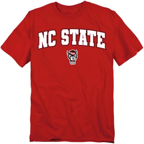 North Carolina State University Arch Logo Unisex Adult T Shirt, Red, Medium