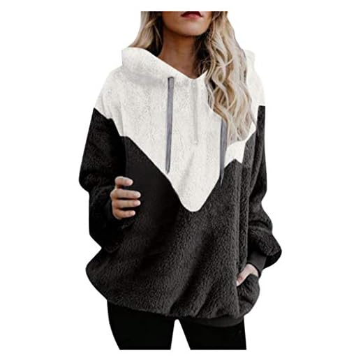 Sudadera con Capucha para Mujer Patchwork Invierno Cálido Lana Bolsillos con Cremallera Ropa de algodón Liquidación Venta Letras de Las Mujeres Imprimir Patchwork Sudadera con Capucha