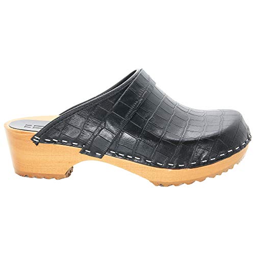 Image of Bjork Maja Wood Open Back Leather Clogs
