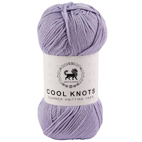 Image of NESTNHAVEN Polyester Blend Cool Knots, Luxury Yarn For Crochet, Knitting, Amigurumi, Embroidery, Toys, Garments, Flowers And Hobby Projects (Lilac, 100G)