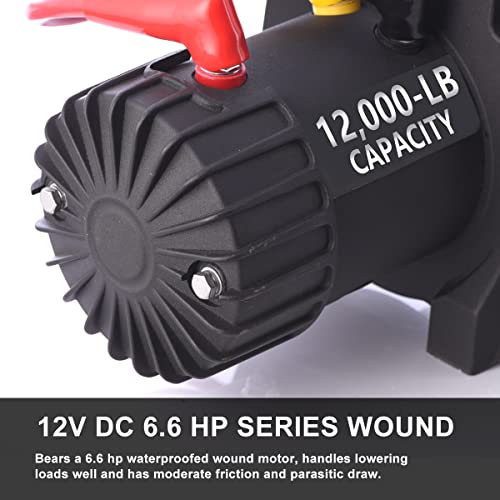 Rugcel Winch 12000Lb Waterproof Electric Black Steel Rope Winch With Roller Fairlead thumb #3