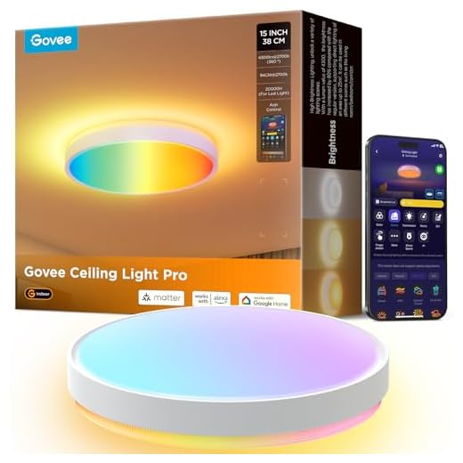 Govee Plafonnier LED RGBIC, Smart Luminaire Plafonnier 38cm, 4300lm Éclairage de Plafond Lampe Dimmable Travailler avec Matter Alexa Google Home, Luminaire Intérieur pour Salon Chambre Cuisine Couloir