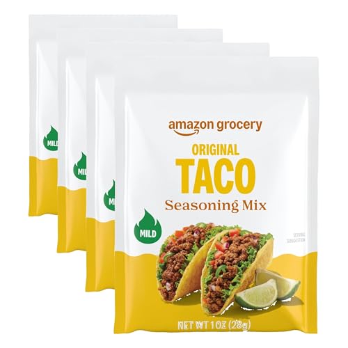 Image of Amazon Grocery, Taco Seasoning Mix, Mild Heat, 1 Oz (Pack of 4)