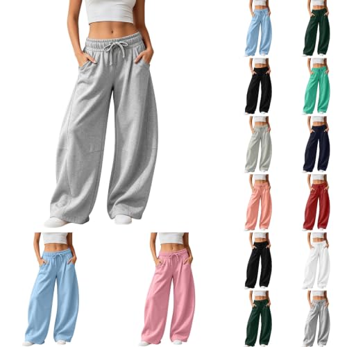 Barrel Sweatpants Women Elastic Waisted Wide Leg Baggy Y2K Track Pants - image 1