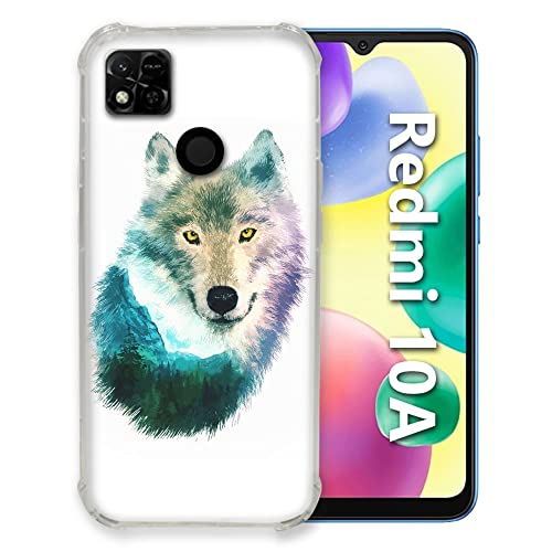 Carcasa Xiaomi Redmi 10A con dibujo de lobo salvaje texturizado