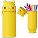 Produktbild CYZJPRVN 2-in-1 Kawaii Federmäppchen aus weichem Silikon, Teleskopisch Mäppchen, Federtasche Mädchen, Stifthalter, mit Federmäppchen Reißverschluss, Teddy Bear 6.5 * 6 * 20 cm