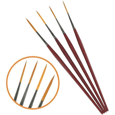 Rigger Brush Set of 4 By Essential Arts Artists Fine Detail Paint Brushes Pack in Sizes 0, 1, 2, 3 Cover