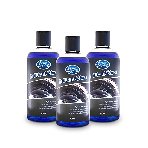Greased Lightning Brilliant Black Tyre & Trim Restorer Triple Pack – Restores New Look Shine to Car Tyres and External Trims, Quick and Easy Application 3 x 500ml