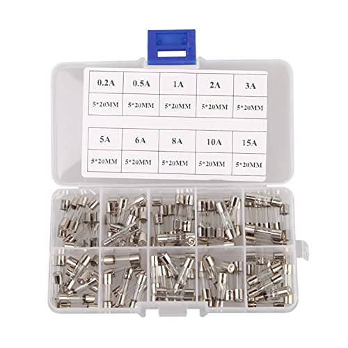 Kit de fusibles de tubo de vidrio rápido 5 x 20 mm, 100 piezas