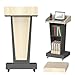BERPET Rolling Podium Stand with Mobile Footrest - 44.3” Ergonomic Lectern for Church, Classroom, Office - Heavy-Duty Locking Wheels, Dual Storage Shelves, Cable Management, Light Wood & Black