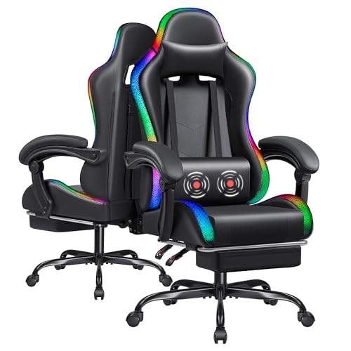 Furmax-Gaming-Chair-with-RGB-LED-Lights-Video-Game-Chair-with-Footrest-and-Massage-Lumbar-Support-High-Back-Reclining-Computer-Chair-with-Headrest-Swivel-Seat-Gamer-Chair-LED-Black