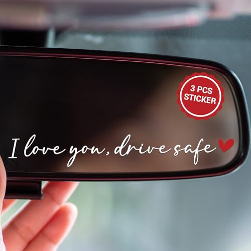BoopZilla 3PCS I Love You Drive Safe Mirror Sticker (White) Car Stickers & Decals Cute Car Accessories for Women Interior Rear View Mirror Accessories Cars Decor Valentines Day Gifts For Her Him