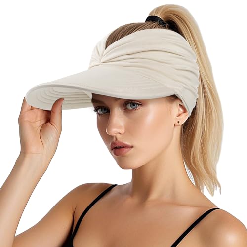 Sun Visor Hats, Wide Brim Sun Hats for Women, UPF 50+ UV Protection Visors for Women, Foldable...