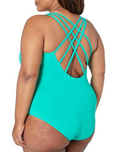 Image of La Blanca Women's Island Goddess Deep-V Strappy Back Mio One Piece Swimsuit with Tummy Toner