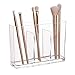 STORi Bliss 3-Compartment Plastic Makeup Brush Holder | Perfect Organizers for Powder, Contour, and Blender Brushes | Great Storage for Eyeliner Pencil and Tall Beauty Tools | Set of 2 | Clear