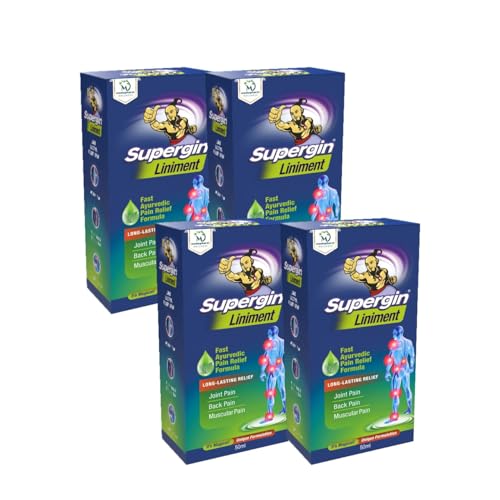 Image of Supergin Liniment Oil 50ml | Ayurvedic Pain Relief Liniment for Joint Pain, Knee Pain, Back Pain & Muscle Pain | Fast Absorbing Herbal Oil for Arthritis, Stiffness, Sprain & Shoulder Pain Relief - Pack of 4