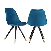 Sofia Velvet Dining Chair with Metal Legs - Retro Scandinavian Style, Ergonomic Curved Back, Gold Adjustable Feet, Soft Cushioned Seat for Dining Room, Kitchen, Living Room, and Office