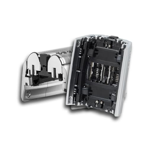52S Scherkopf kompatibel mit Braun Series 5, Silber Ersatzkopf Rasierer Zubehör für Serie 5 5030s 5040s 5090cc 5147s 5190cc, Scherkassette mit Ersatzfolie & Messer
